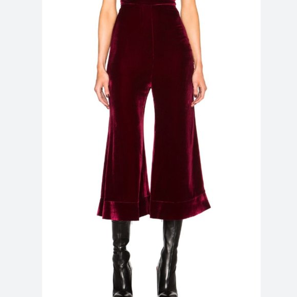 Ellery Lazio Merlot Velvet Flared Pants - Picture 1 of 11